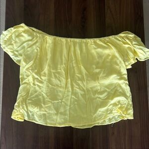 Forever 21 Yellow Ruffled Short Sleeve Blouse